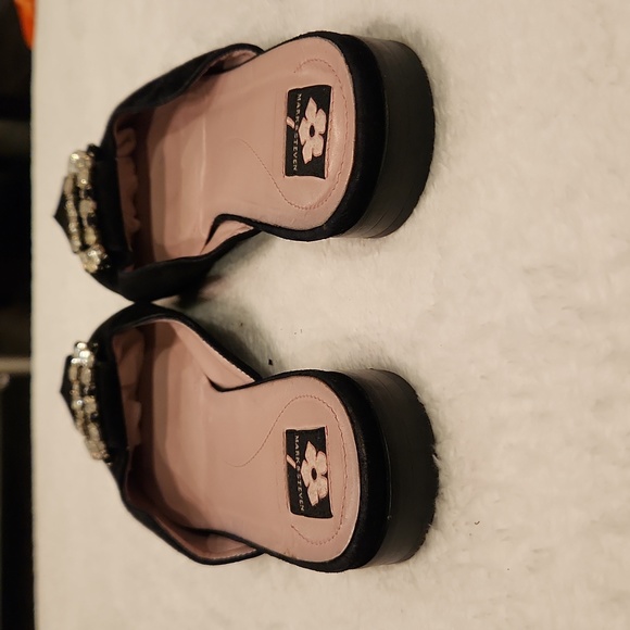 Mark & Steven Elise Black Suede/Rhinestone Buckle Sz 39 1/2 - Picture 2 of 8